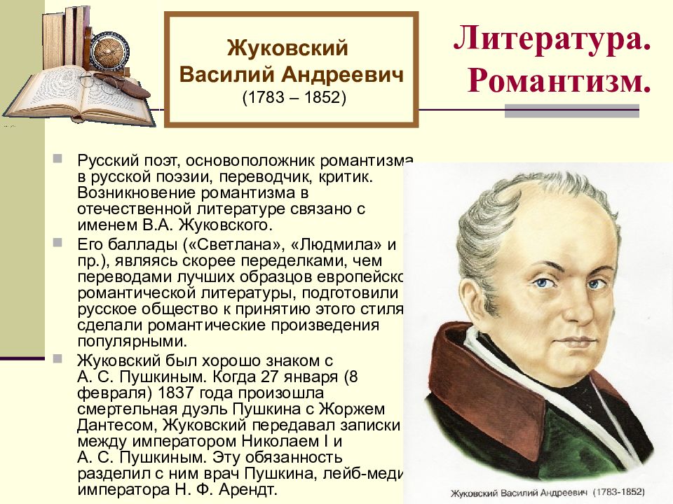 Литература жуковского. Жуковский Василий Андреевич Романтизм. Жуковский основоположник романтизма. В.А. Жуковского русский Романтизм. Романтизм в русской литературе Жуковский.