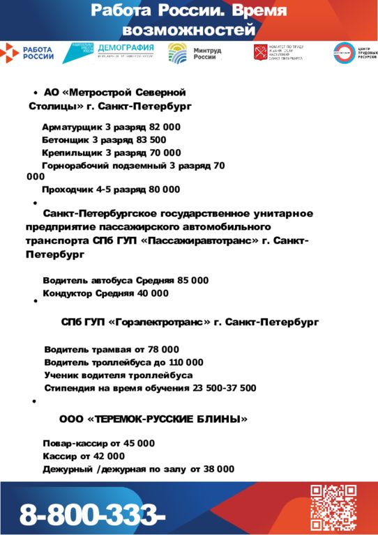 Работа России. Время возможностей Санкт- Петербург