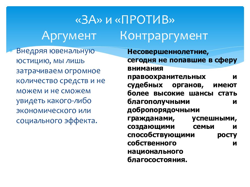 Ювенальная юстиция за и против презентация