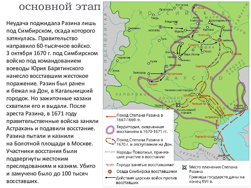 Народные волнения в 17 веке контурная карта