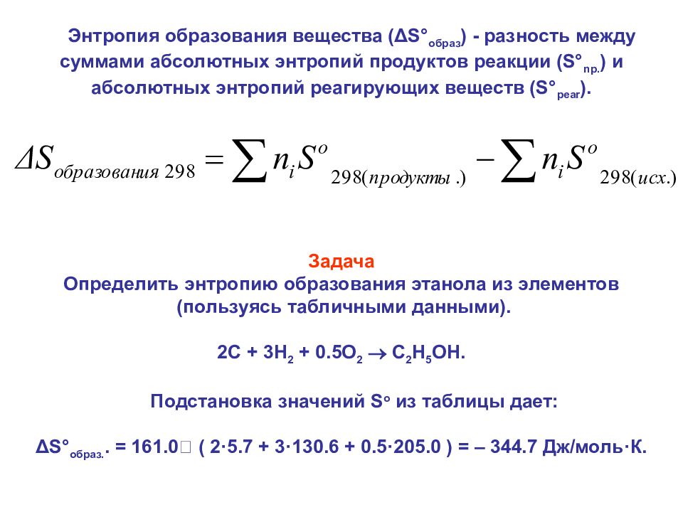 Тепловой эффект реакции энтальпии образования