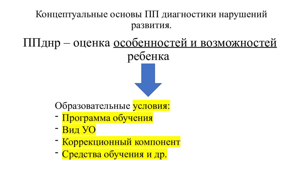 Концептуальные основы ПП диагностики нарушений развития.