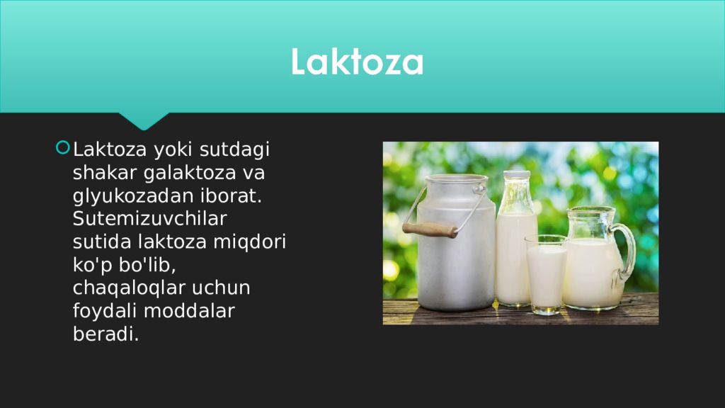 Disaxaridlarning siklotautoizomeriyasi Laktoza