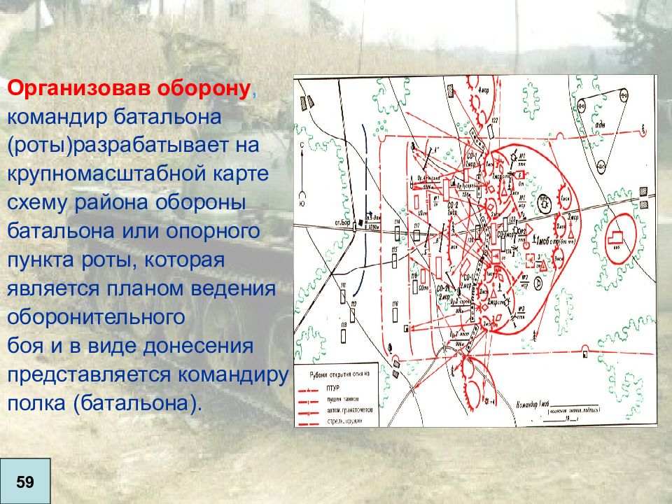 Пункты решения командира. Схема района обороны батальона. Решение командира на оборону. Карта командира батальона. Рабочая карта командира батальона в обороне.