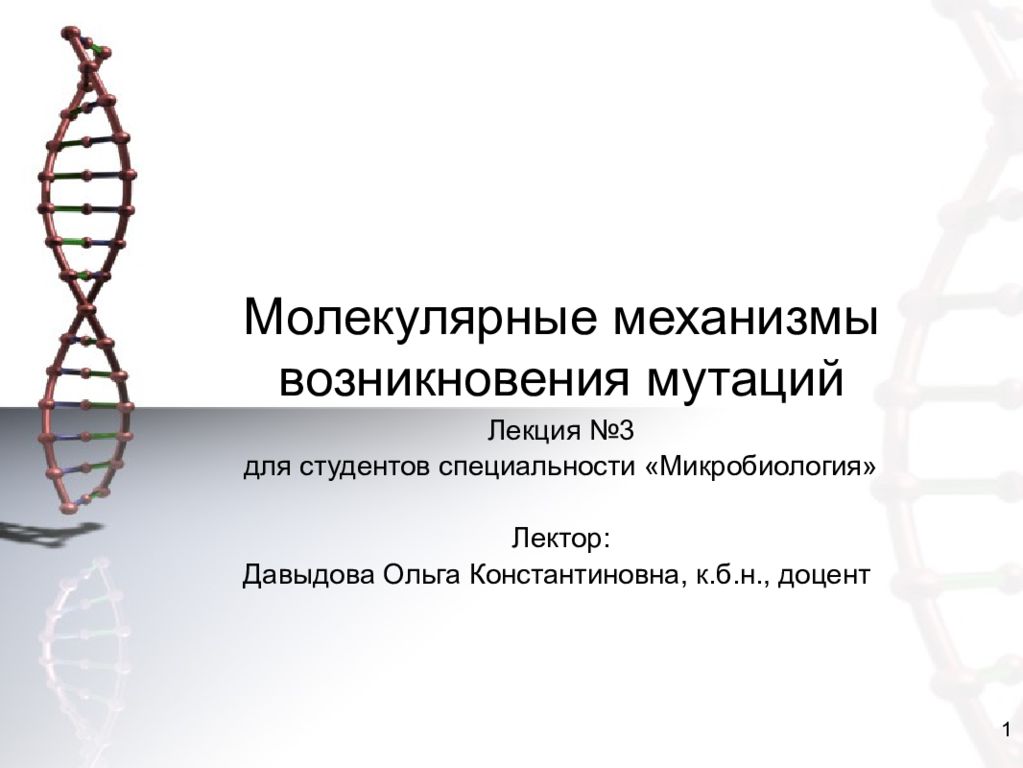 Молекулярные механизмы возникновения мутаций