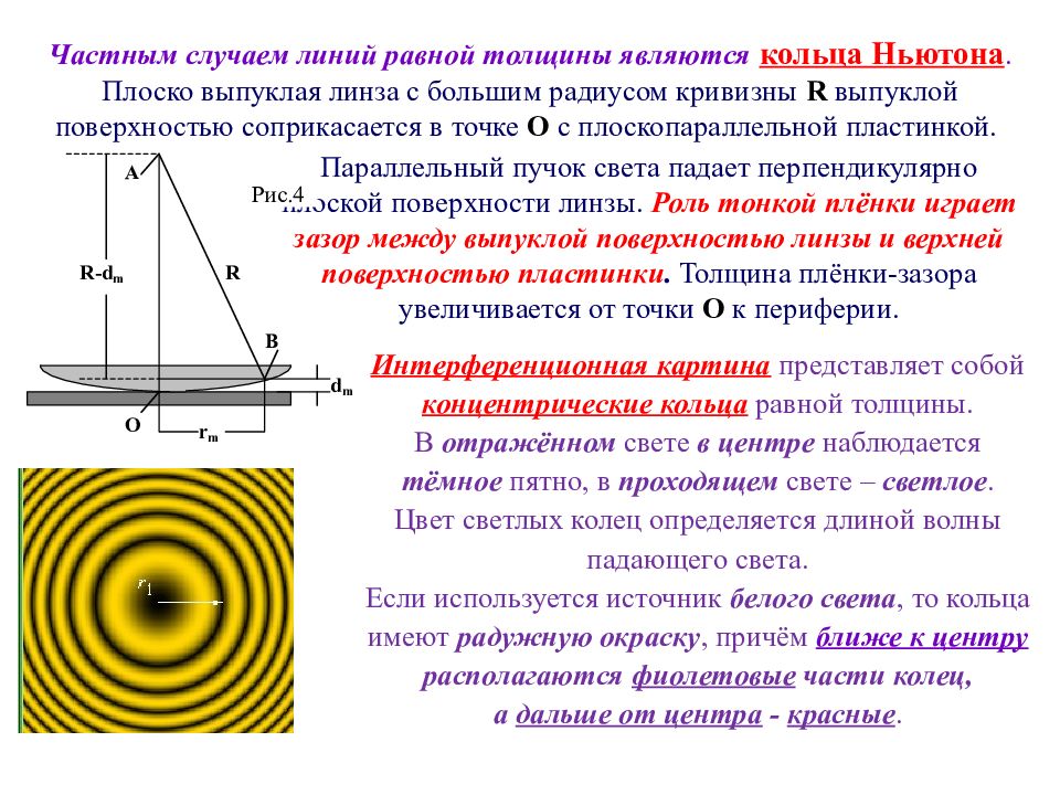 Как изменится картина колец ньютона если наблюдение проводить в проходящем свете