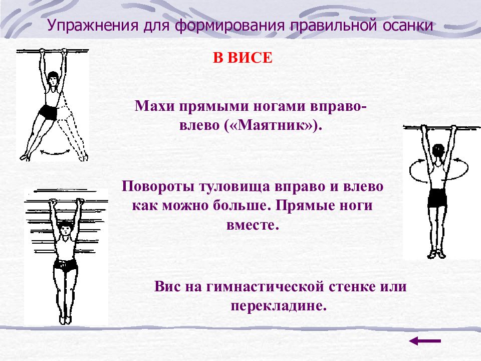 Упражнения для формирования правильной осанки