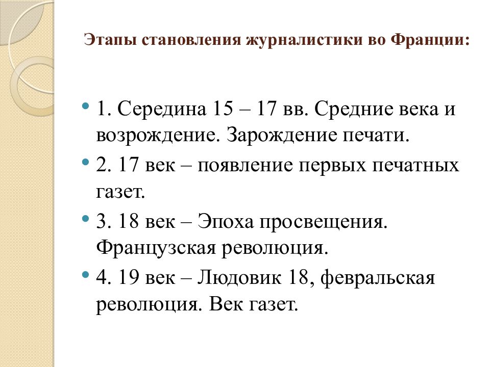 Зарождение журналистики. Этапы журналистики. Журналистика Франции 20 века. Этапы развития Франции.