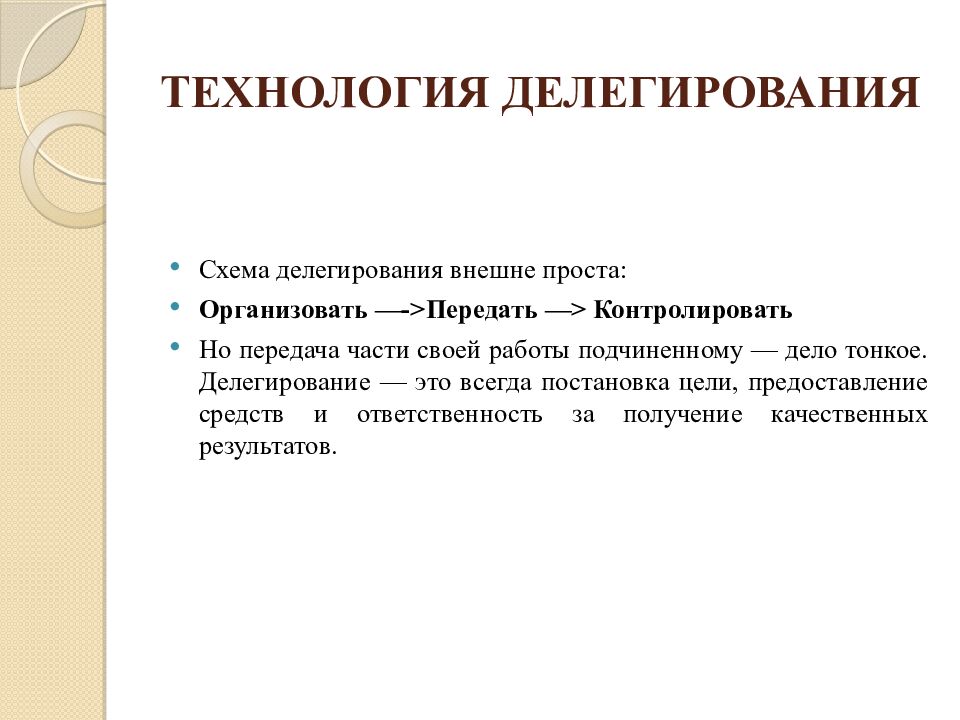 ТЕХНОЛОГИЯ ДЕЛЕГИРОВАНИЯ