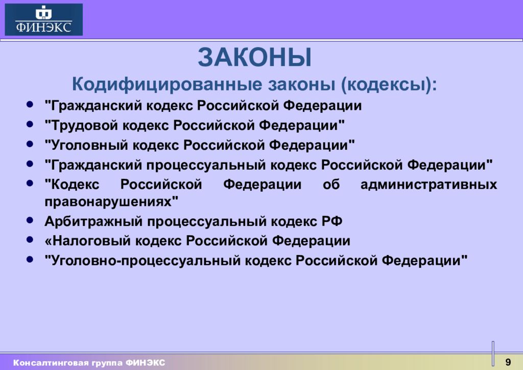 Типы законодательства рф