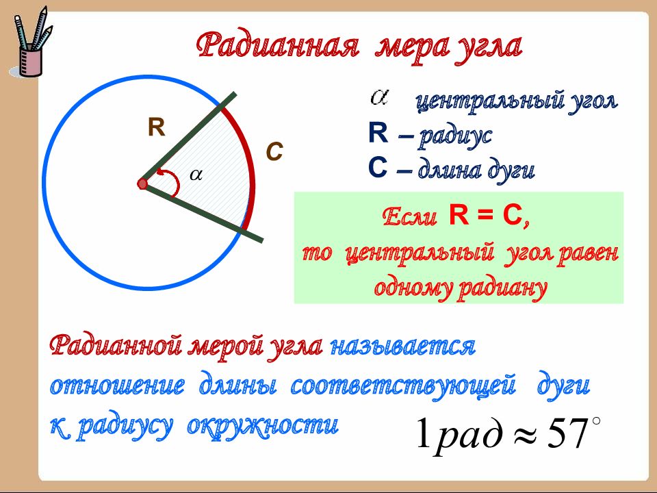 Произведение угла на радиус