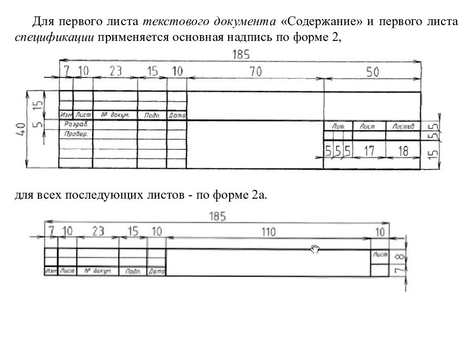 Форма 2 чертеж. Основная надпись чертежа а4 форма 2. Основная надпись второго листа чертежа. Форма основной надписи для текстовых конструкторских документов. Основная надпись первого Лита спецификации.