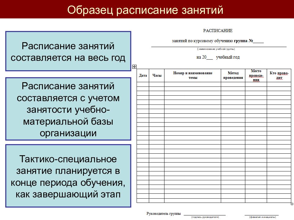 Расписание занятий составляется с учетом ответ