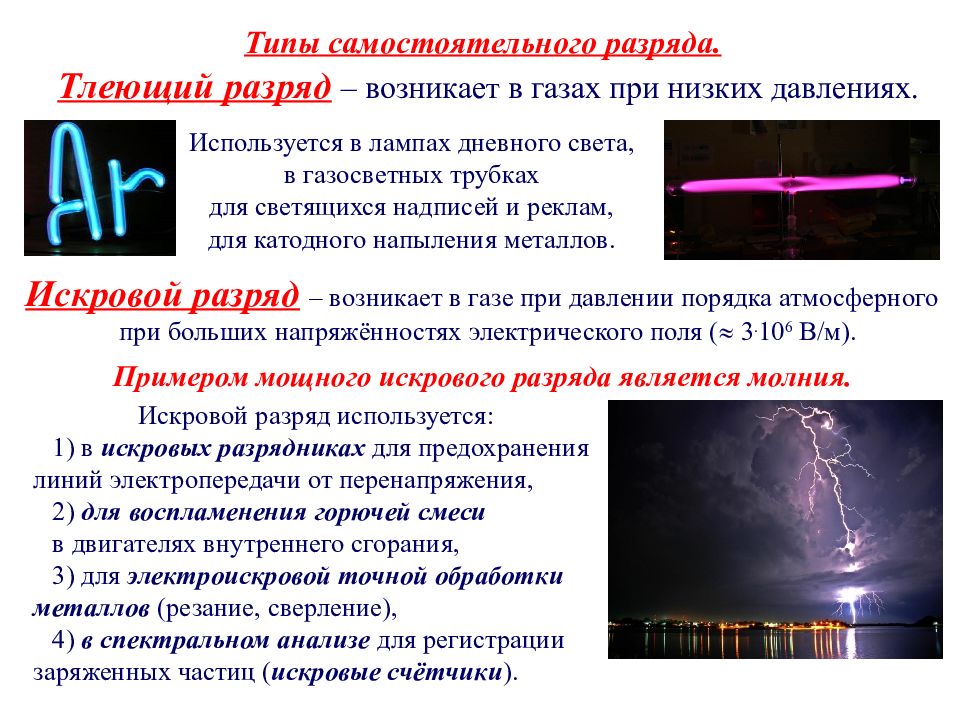 Презентация виды газовых разрядов