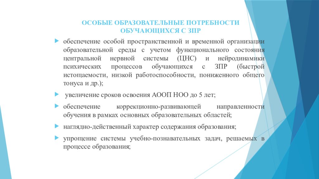 Индивидуальные особые образовательные потребности