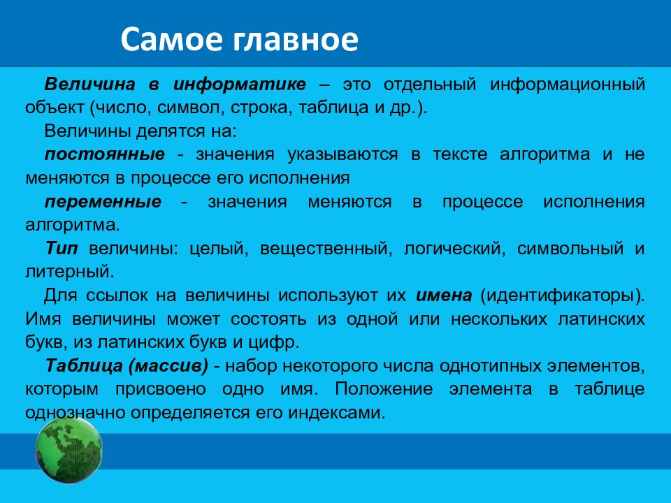 Объекты алгоритмов 8 класс босова презентация