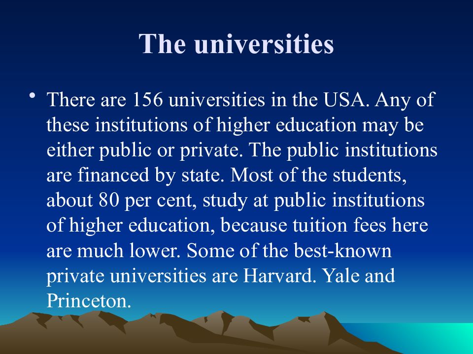 Презентация higher education in the usa