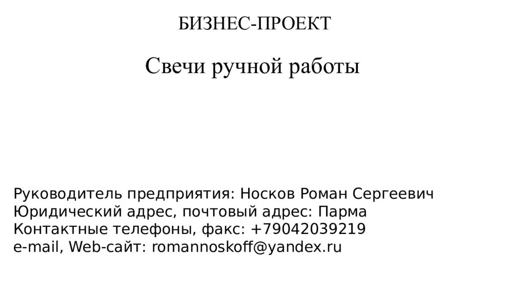 БИЗНЕС-ПРОЕКТ