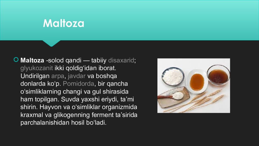 Disaxaridlarning siklotautoizomeriyasi Maltoza