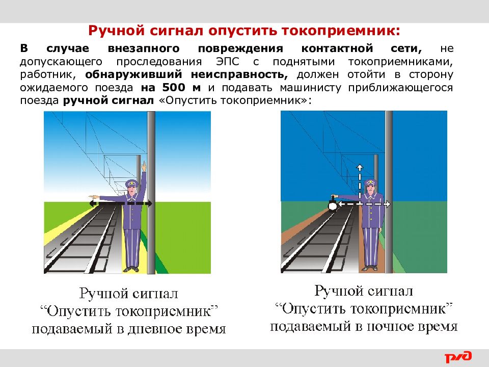 Какой сигнал должен подавать. Порядок подачи ручного сигнала опустить токоприемник. Ручной сигнал опустить токоприемник на ЖД. Как подается ручной сигнал опустить токоприемник. Ручные сигналы РЖД опустить токоприемник.