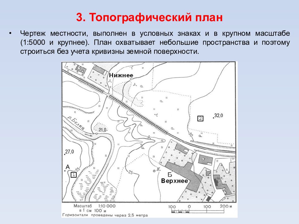 Рисунок местности в крупном масштабе