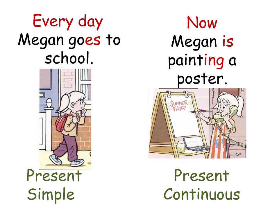 Are you walk to school every day. I go to School every Day. "Megan" "goes".