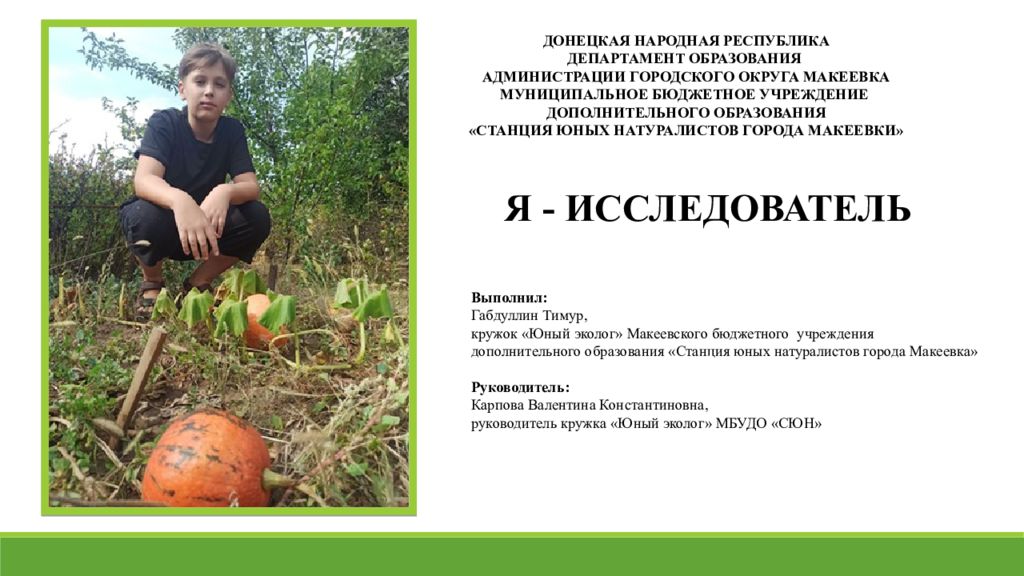 Выполнил: Габдуллин Тимур, кружок «Юный эколог» Макеевского бюджетного