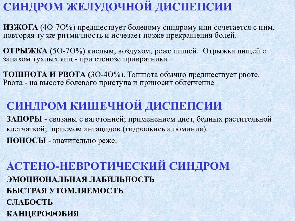 Диспепсия желудка. Синдром желудочной и кишечной диспепсии. Синдром желудочной диспепсии пропедевтика внутренних болезней. Диспепсический синдром желудка. Язвенная болезнь желудка синдром желудочной диспепсии.