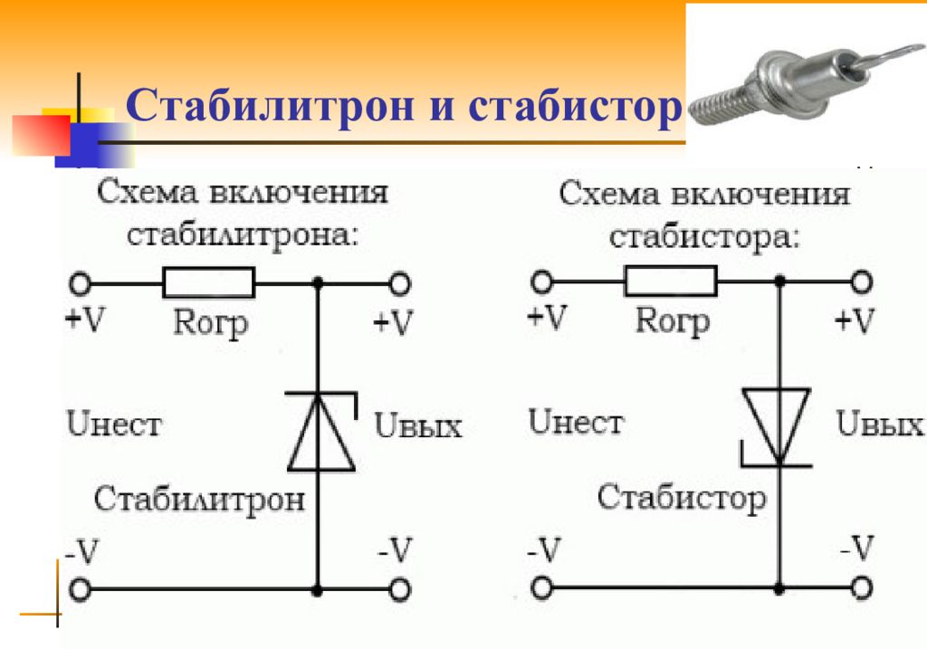 Обозначение стабилитрон в схеме