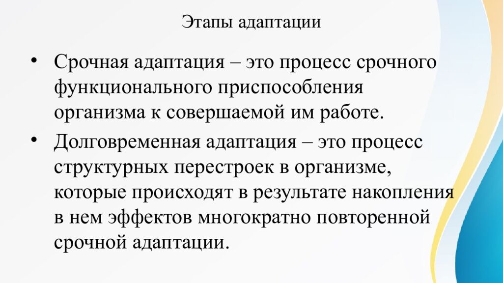 Этапы адаптации