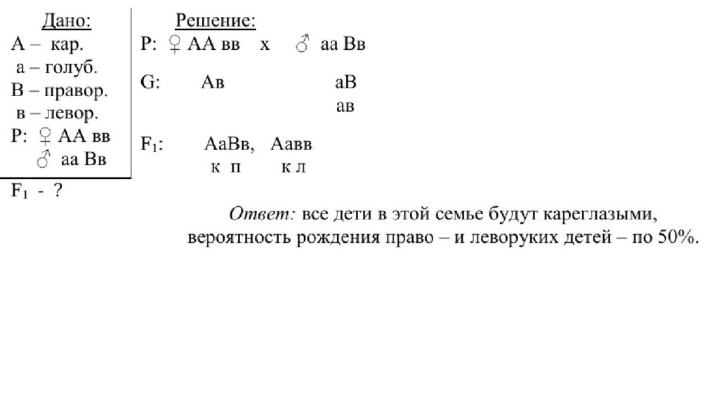 ЗАДАЧИ НА ДИГИБРИДНОЕ СКРЕЩИВАНИЕ