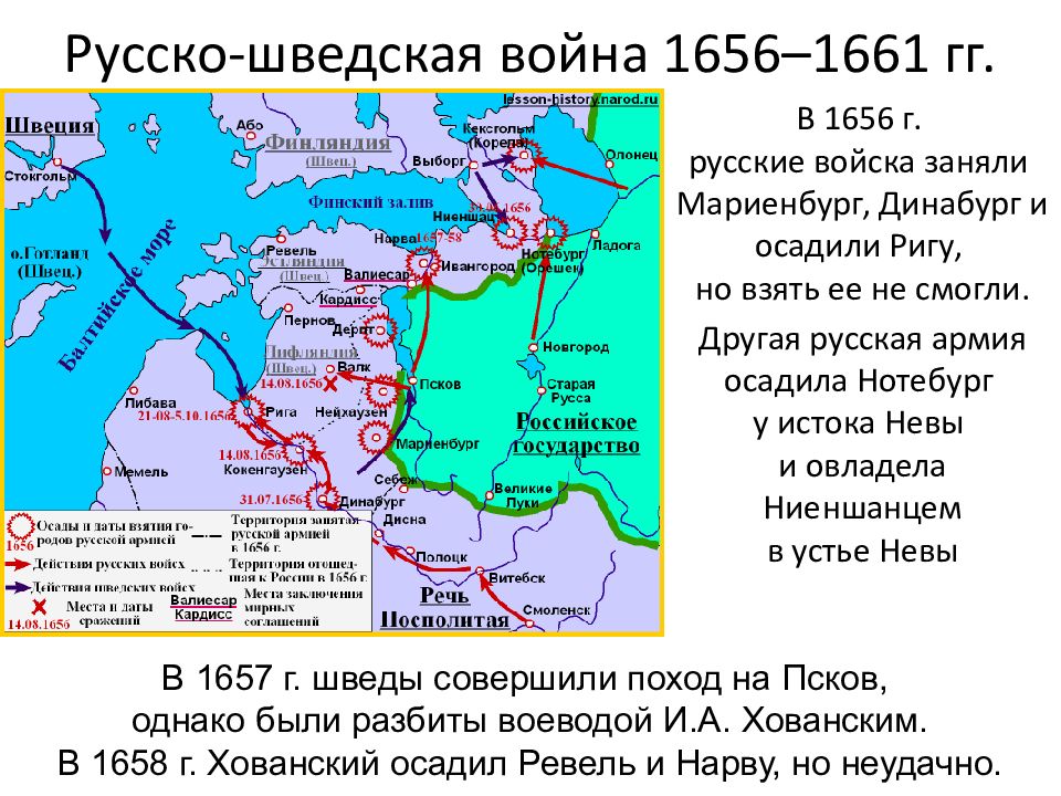 Русско шведская война в 17 веке контурная карта 7 класс