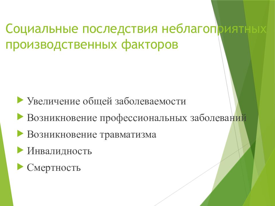 Образ жизни лекция. Последствия профессионального заболевания. Неблагоприятные социальные факторы. Последствия производственных факторов. Неблагоприятные профессиональные факторы.