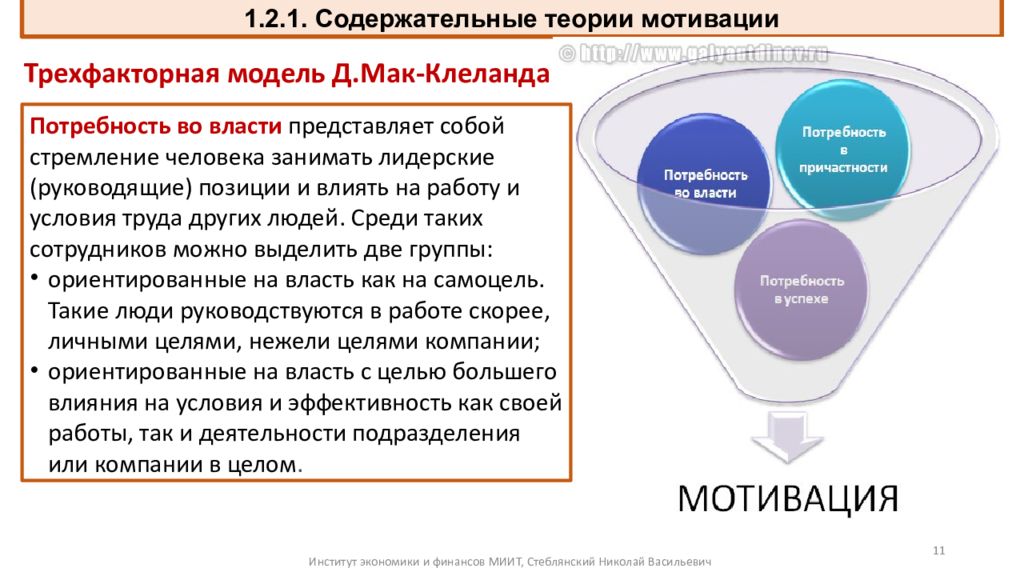 Мак клелланд потребности