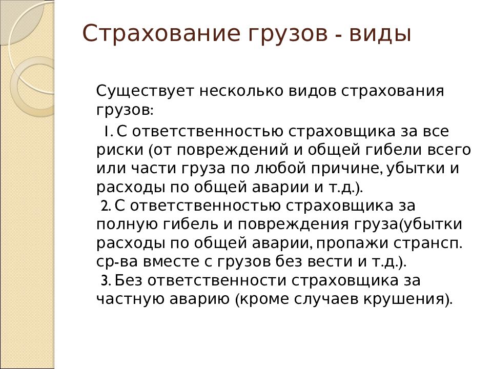 Страхование грузов презентация