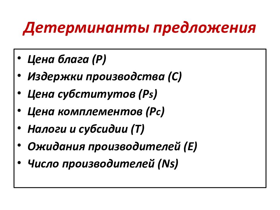 Детерминанты это. Детерминанты предложения. Предложение и детерминанты предложения. Детерминанты предложения в экономике. Основные детерминанты предложения.