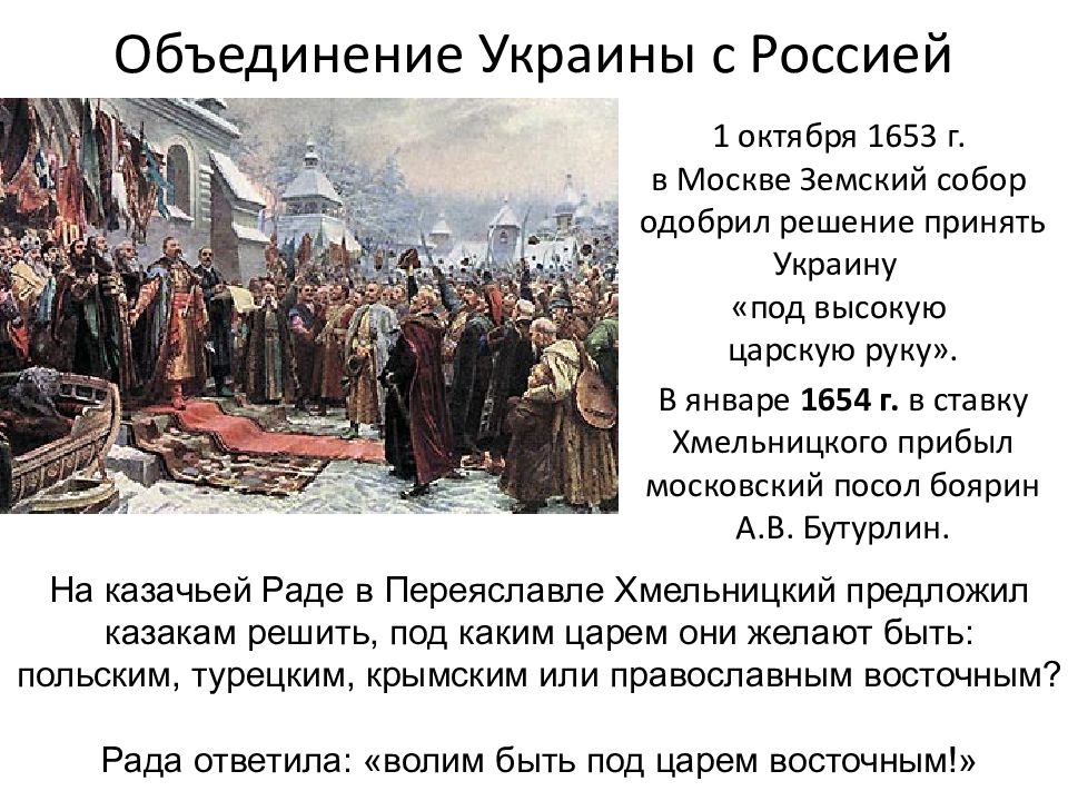 Принятие левобережной украины. Переяславская рада 1654 Кившенко.