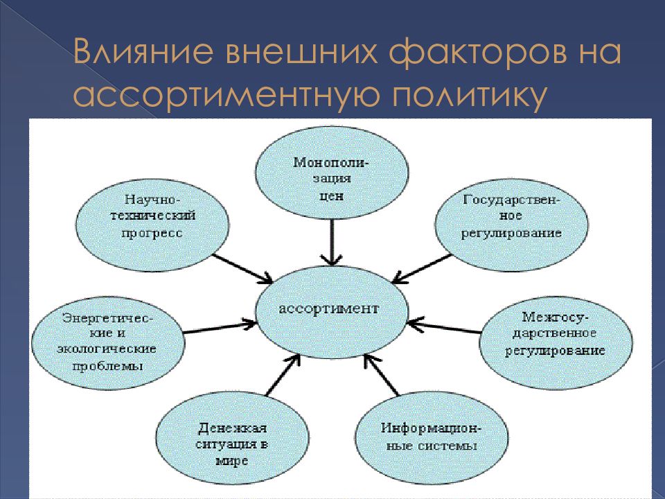 Влияние внешней политики. Ассортиментный кластер.