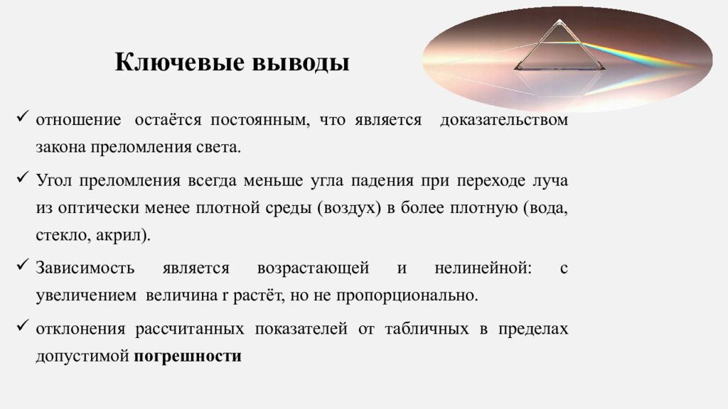 ИССЛЕДОВАНИЕ ЗАВИСИМОСТИ УГЛА ПРЕЛОМЛЕНИЯ ОТ УГЛА ПАДЕНИЯ