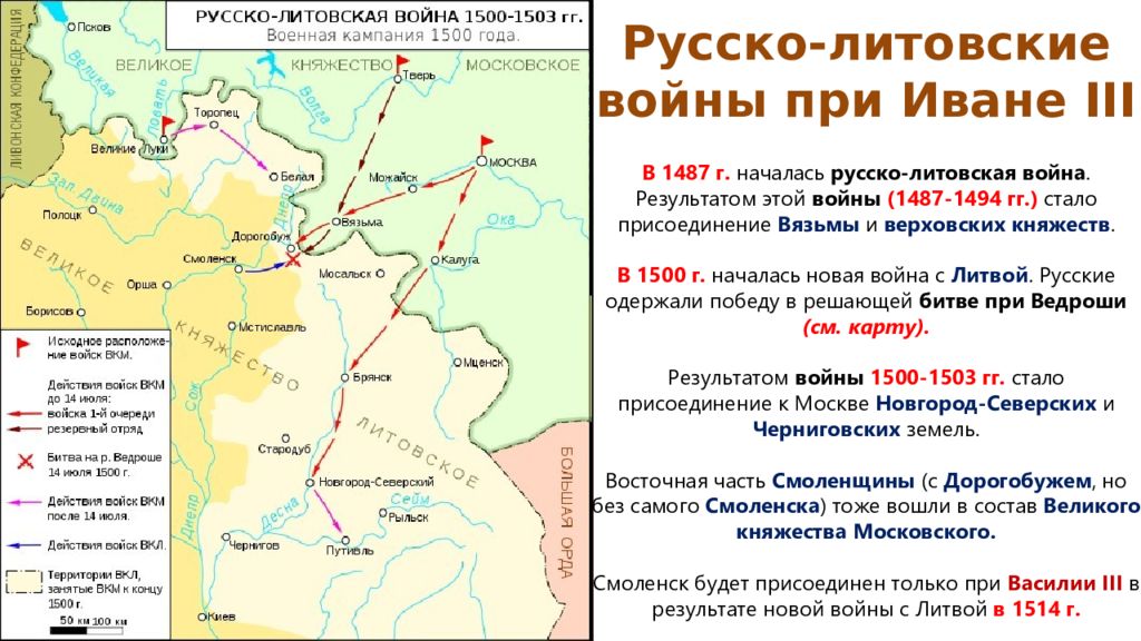 Русско литовская война 1500 1503 карта