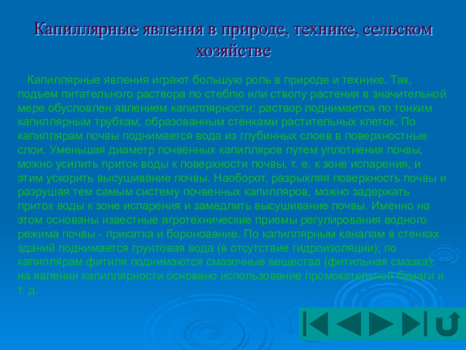 Капиллярные явления в природе презентация