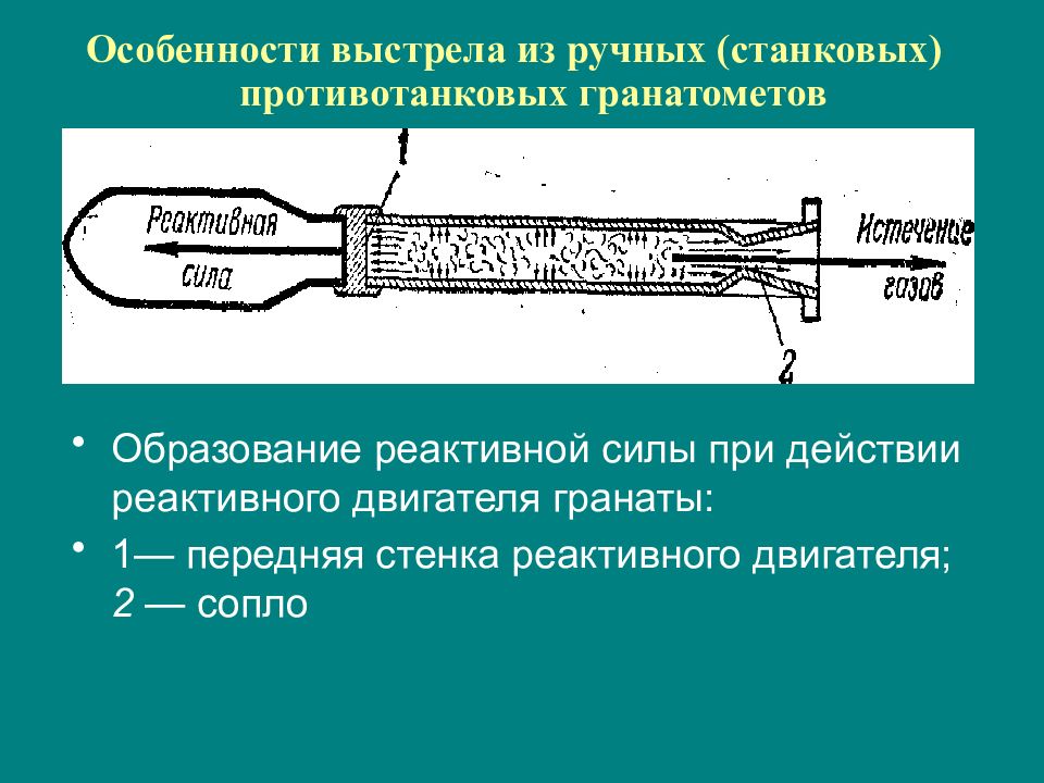 Механизм реактивного образования. Реактивная сила. Явление выстрела. Способы стабилизации снарядов пуль в полете.