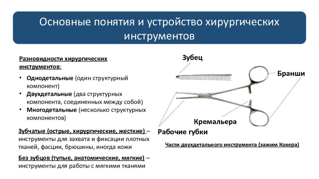 Список хирургических инструментов с названиями и картинками