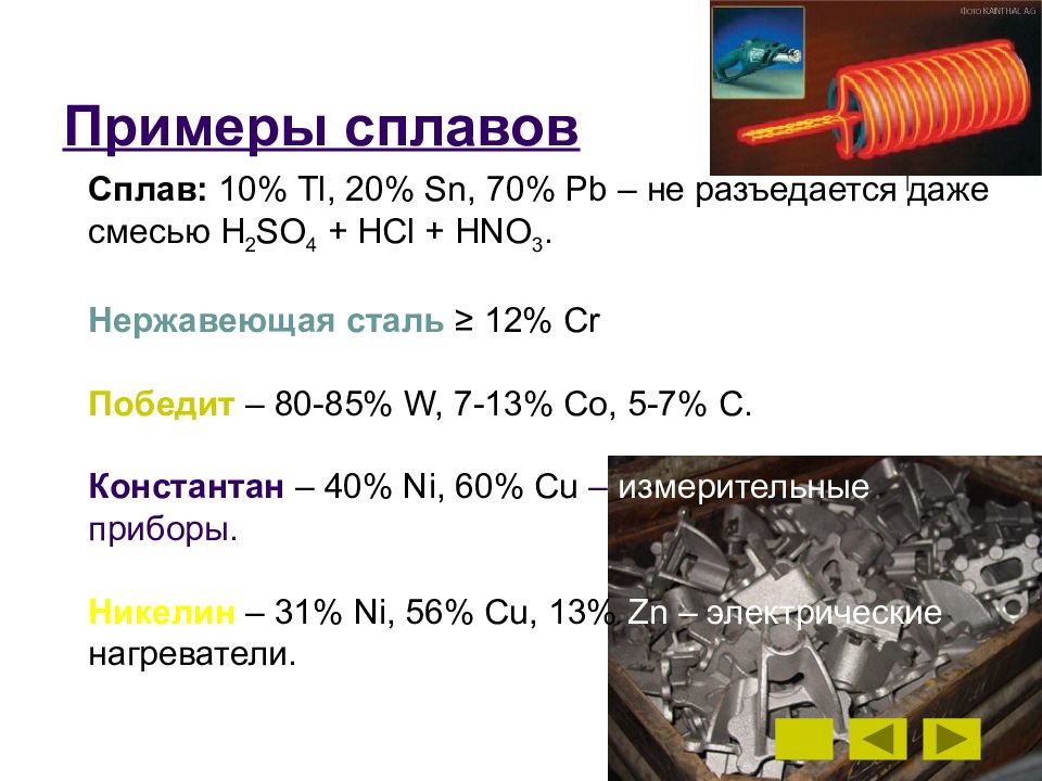 Виды сплавов металлов