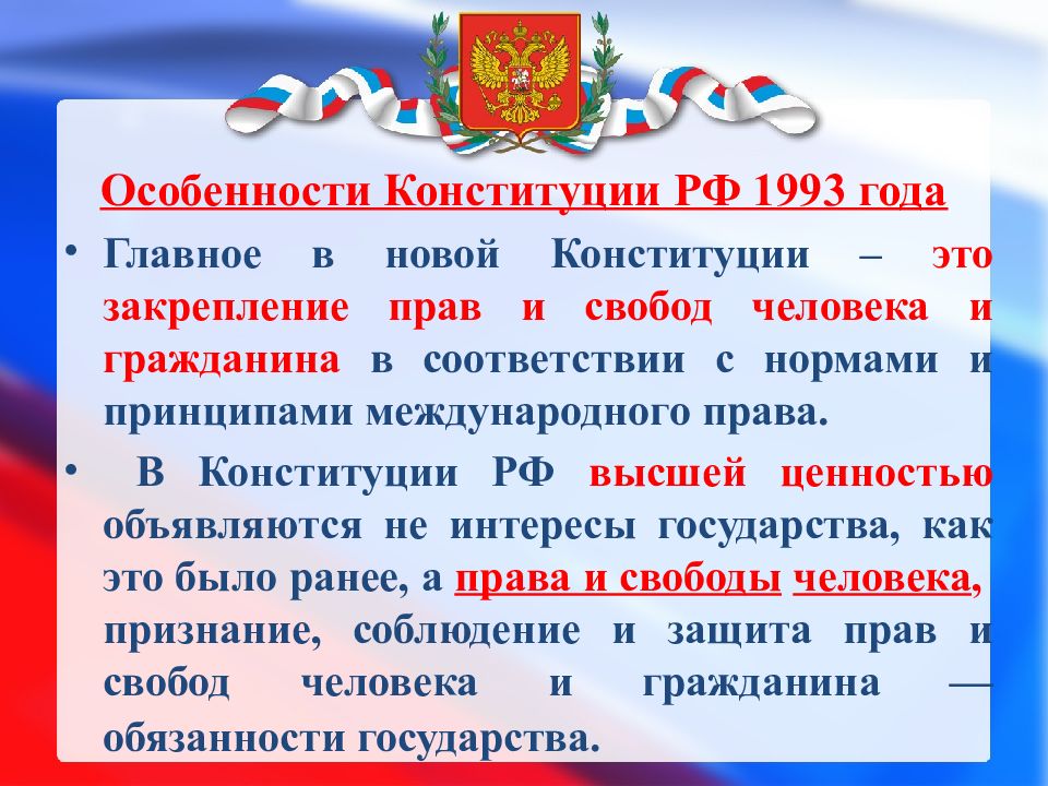 Конституция россии 1993 презентация