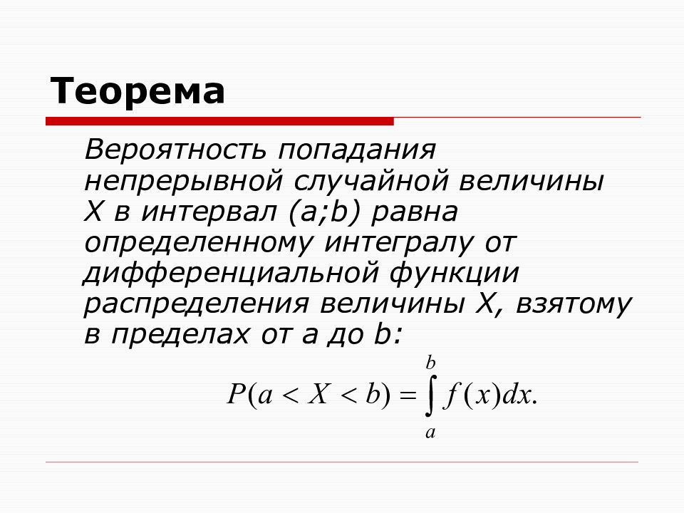 Вероятность попадания случайной величины в интервал