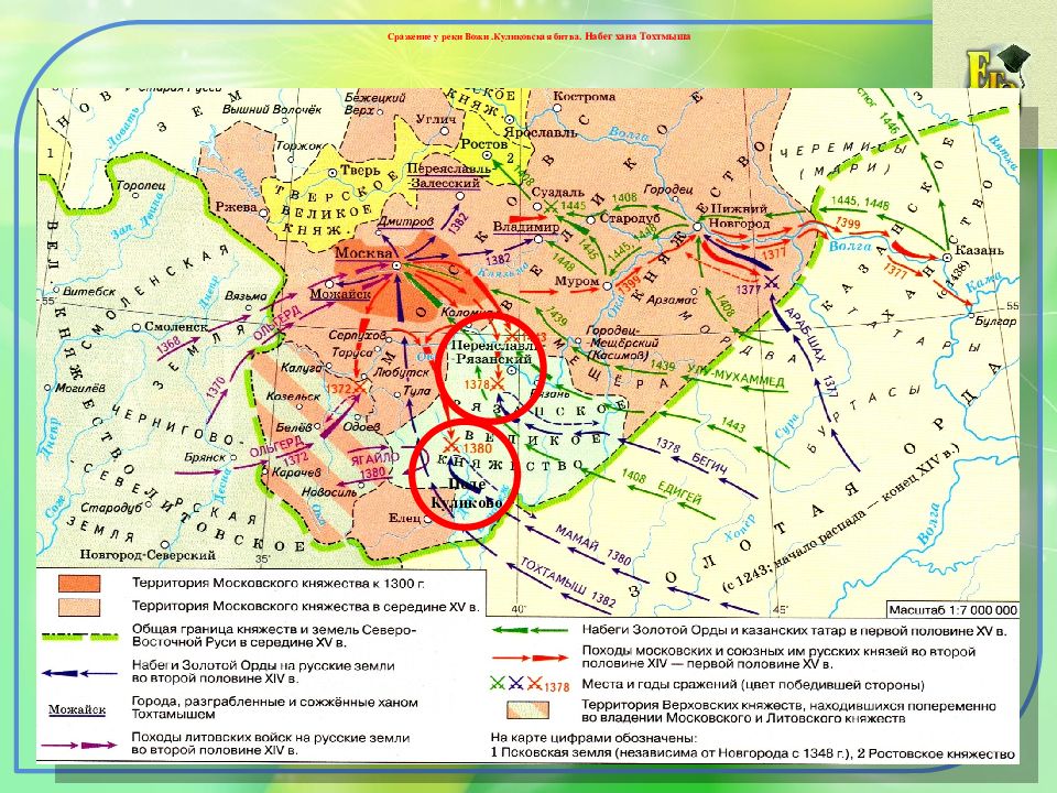 Карта объединение русских земель вокруг москвы куликовская битва