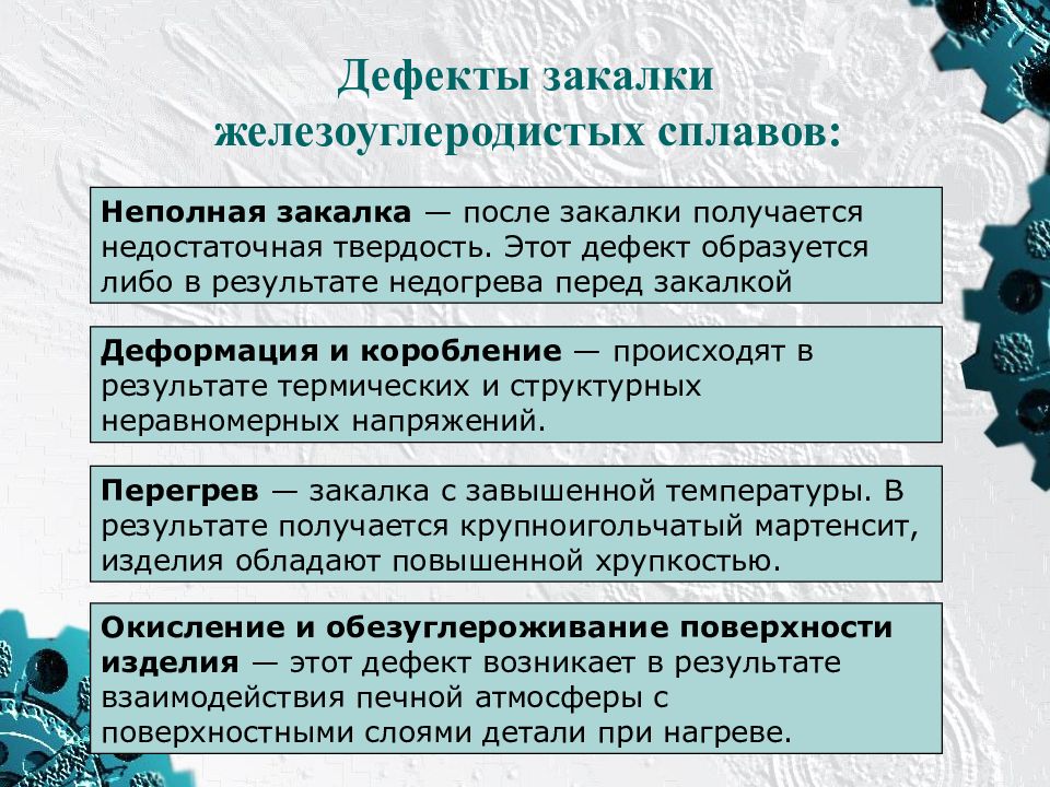 Дефектам относятся. Дефекты закалки железоуглеродистых сплавов. Перечислите дефекты закалки. Дефекты при закалке стали. Какие дефекты возникают при закалке.