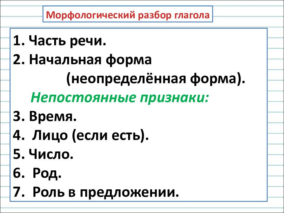 Разбор глагола как часть речи рисует