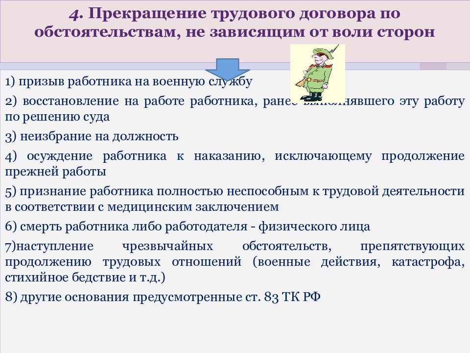 Обстоятельства не зависящие от воли сторон. Прекращениеторудовгго договора. Прекращение трудового договора. Расторжение трудового договора независящее от воли сторон. Основания расторжения трудового договора по обстоятельствам.